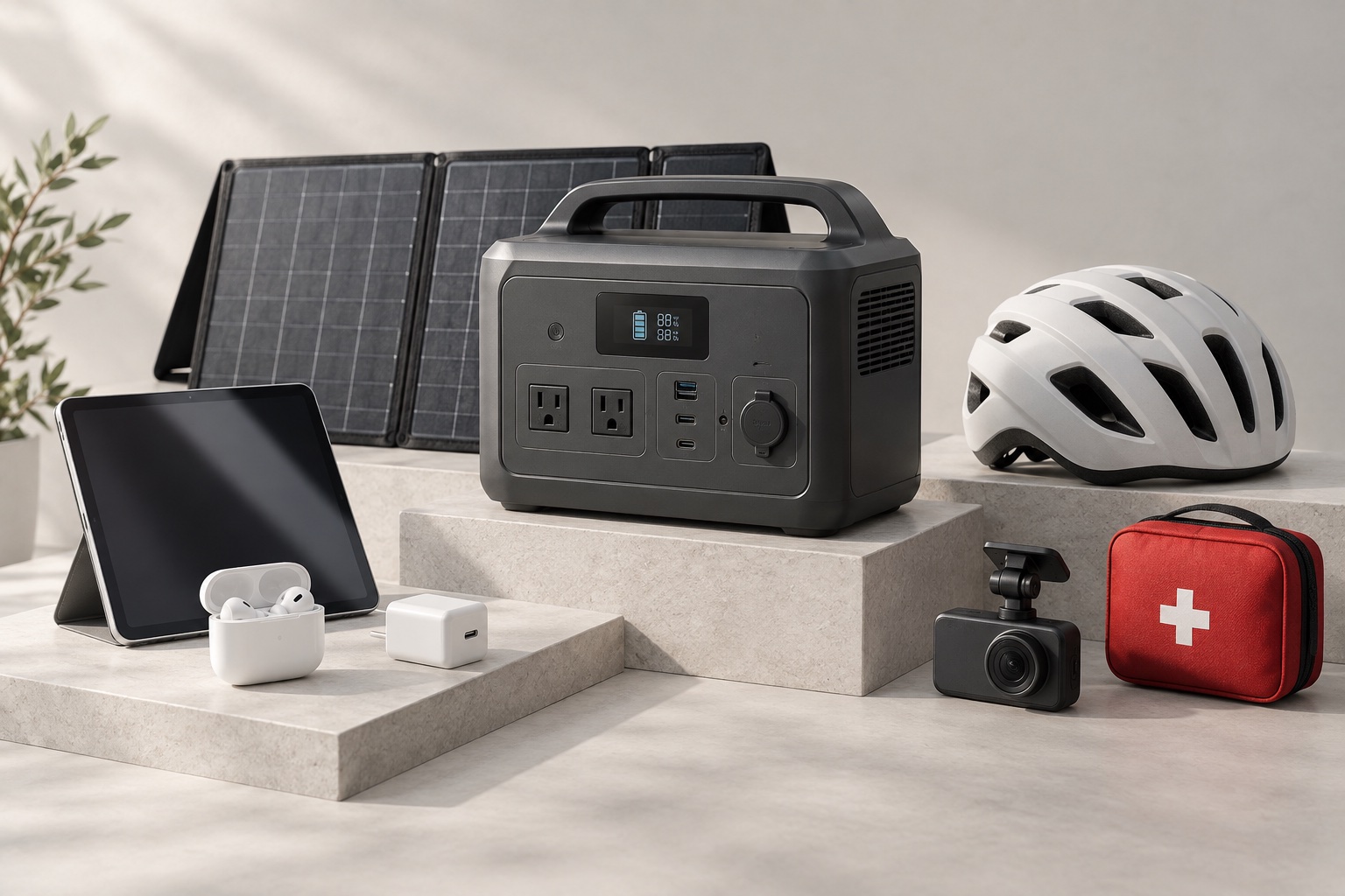 Portable power station, electronics and safe travel equipment